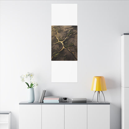 Spring Cracked Earth Charcoal Ink Canvas Art | Luxurious Decor