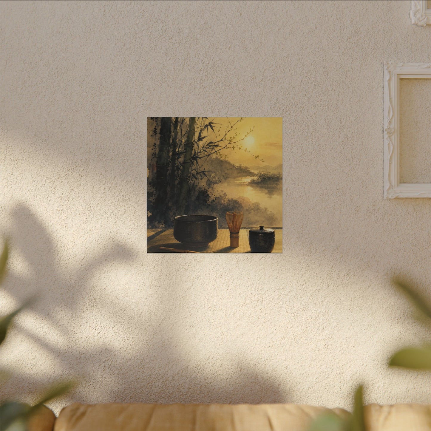 Tea Ceremony Sumi E Canvas Art | Contemplative Zen Art