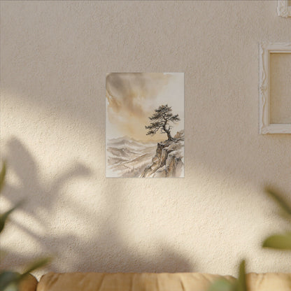 Pine Tree Canvas Art | Winter Japandi Watercolor Art