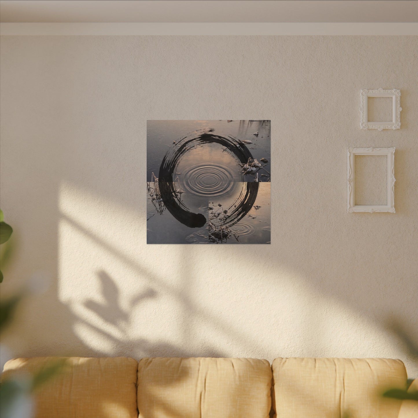 Winter Water Ripple Enso Canvas Art | Tranquil Decor