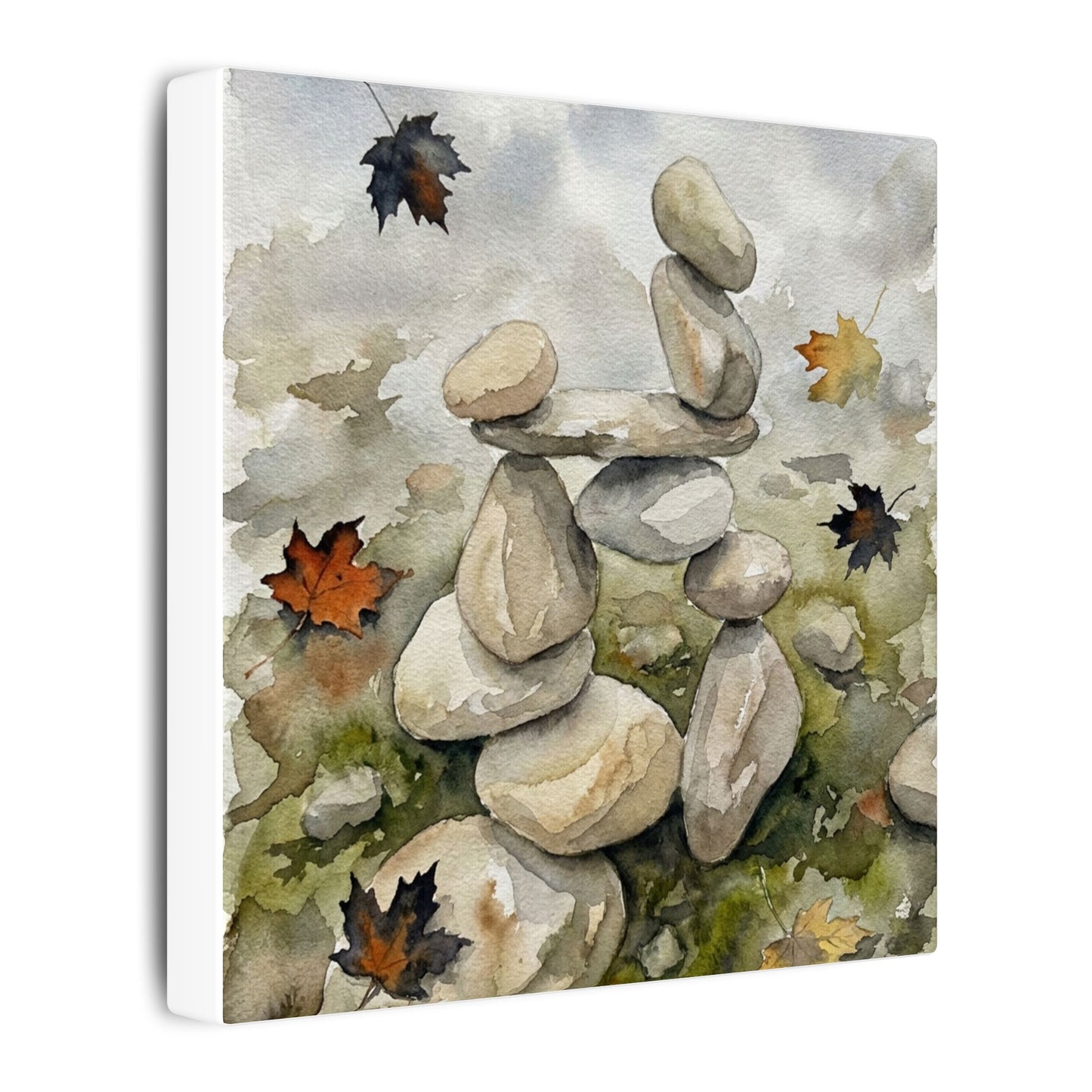 Overcast River Stones Canvas Art - Japandi Fukinsei