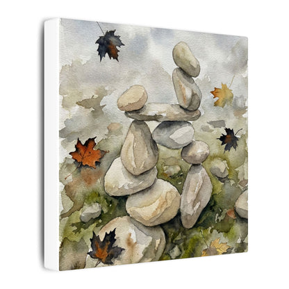 Overcast River Stones Canvas Art - Japandi Fukinsei