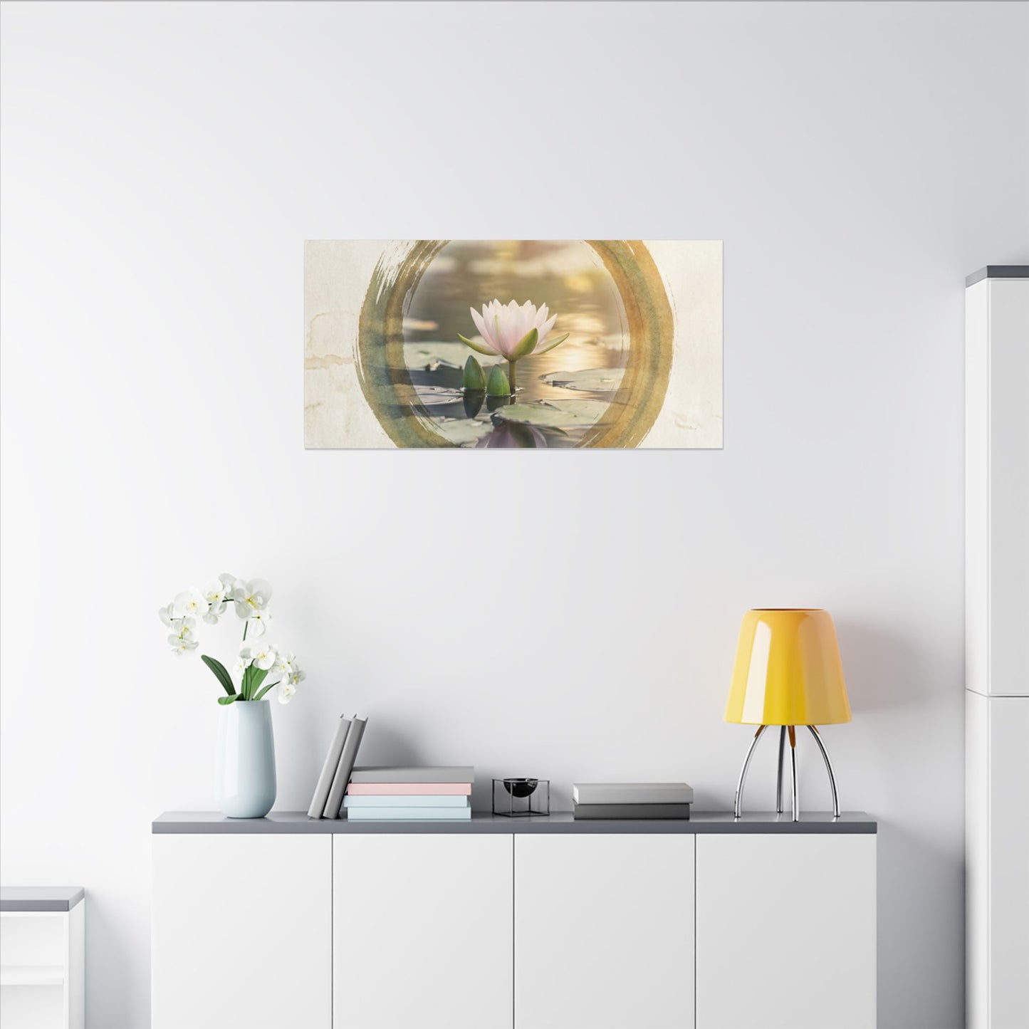 Peaceful Lotus Flower Canvas Art - Enso Zen