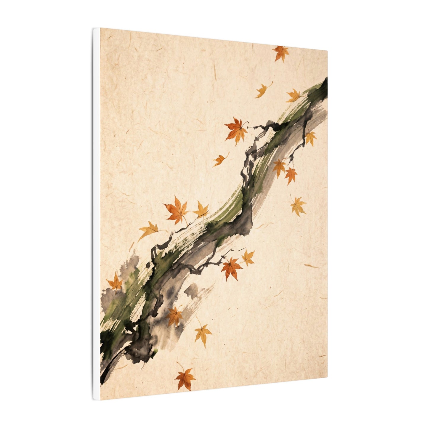 Ink Brushstroke Autumn Canvas Art | Zen Calm Design