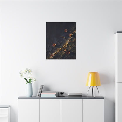 Cracked Earth Canvas Art | Autumn Dark Japandi Dark Texture Art