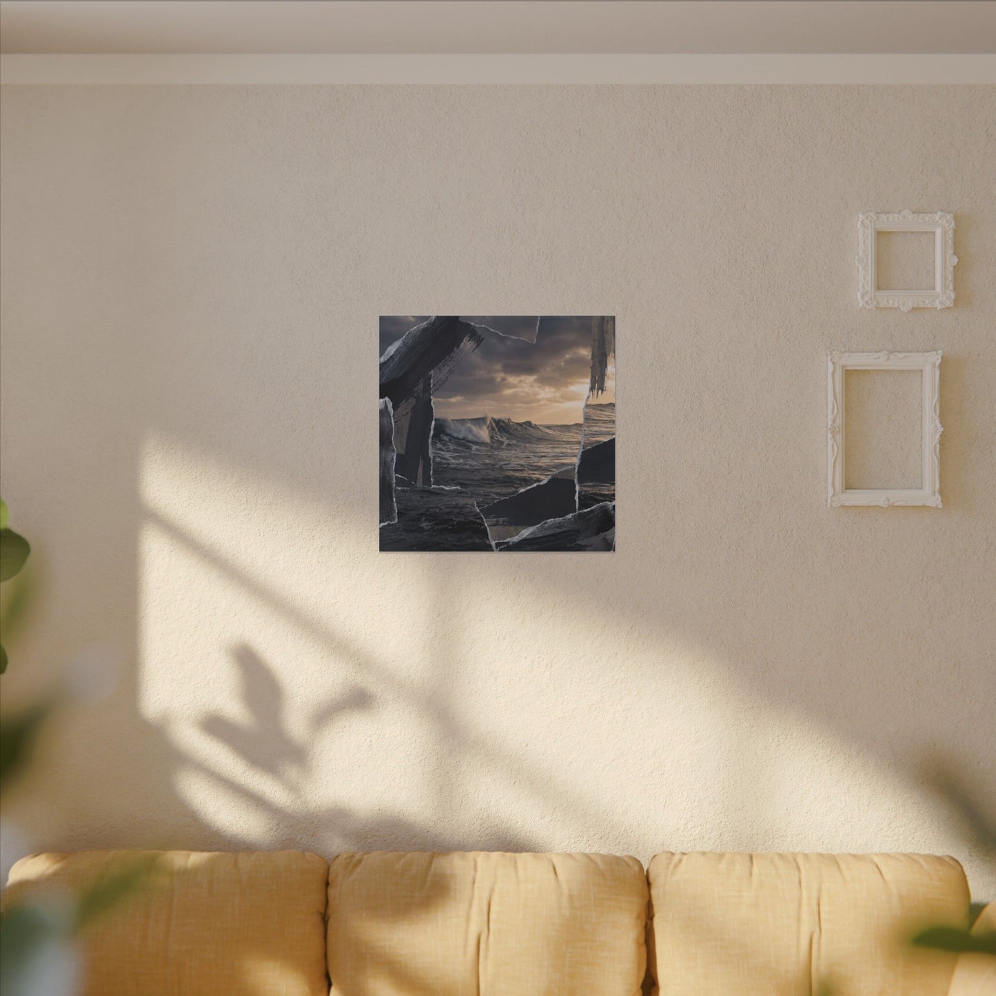 Fukinsei Ocean Wave Canvas Art - Dark Japandi Shadow Zen