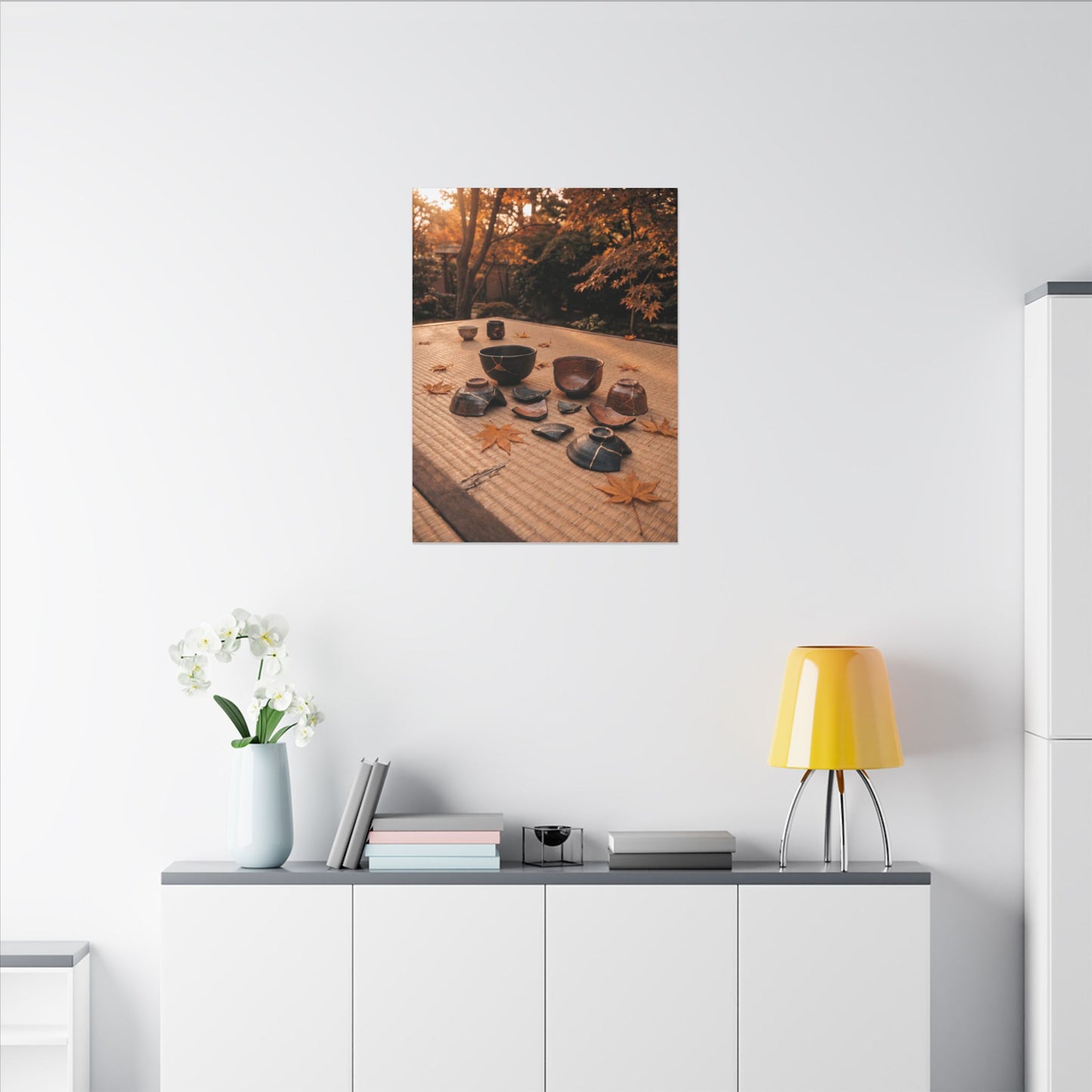 Golden Hour Tea Ceremony Canvas Art - Kintsugi Shibui