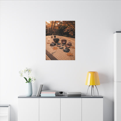 Golden Hour Tea Ceremony Canvas Art - Kintsugi Shibui