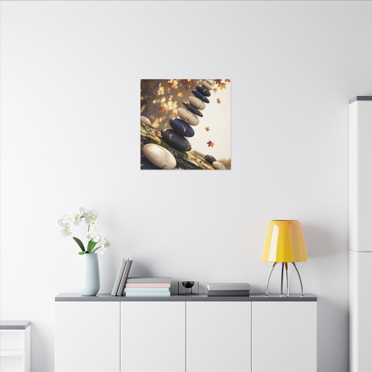 Ma River Stones Canvas Art - Kintsugi Gold Vein