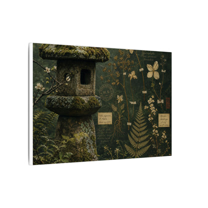Spring Stone Lantern Herbarium Canvas Art | Nostalgic Decor