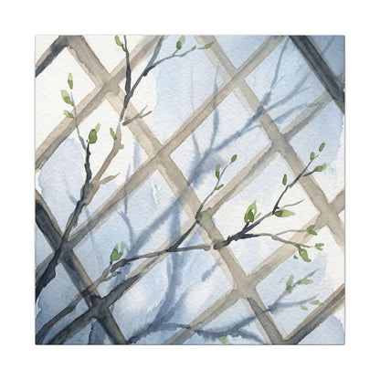 Shoji Screen Canvas Art | Spring Japandi Watercolor Art