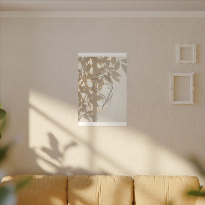 Warm Shoji Screen Canvas Art - Minimal Line Japandi