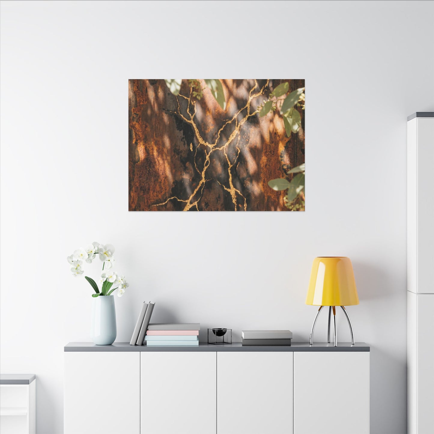 Kanso Rust Patina Canvas Art - Kintsugi Gold Vein