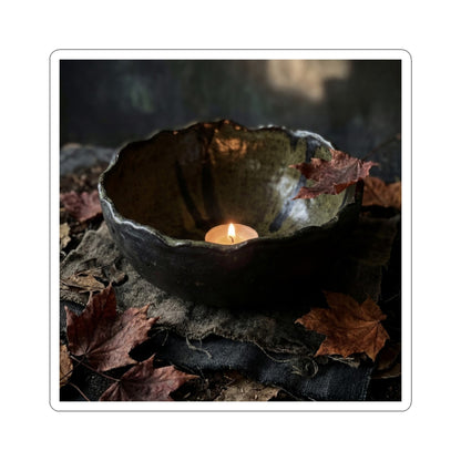 Ceramic Bowl Autumn Sticker | Dark Japandi Atmospheric Design Art Print