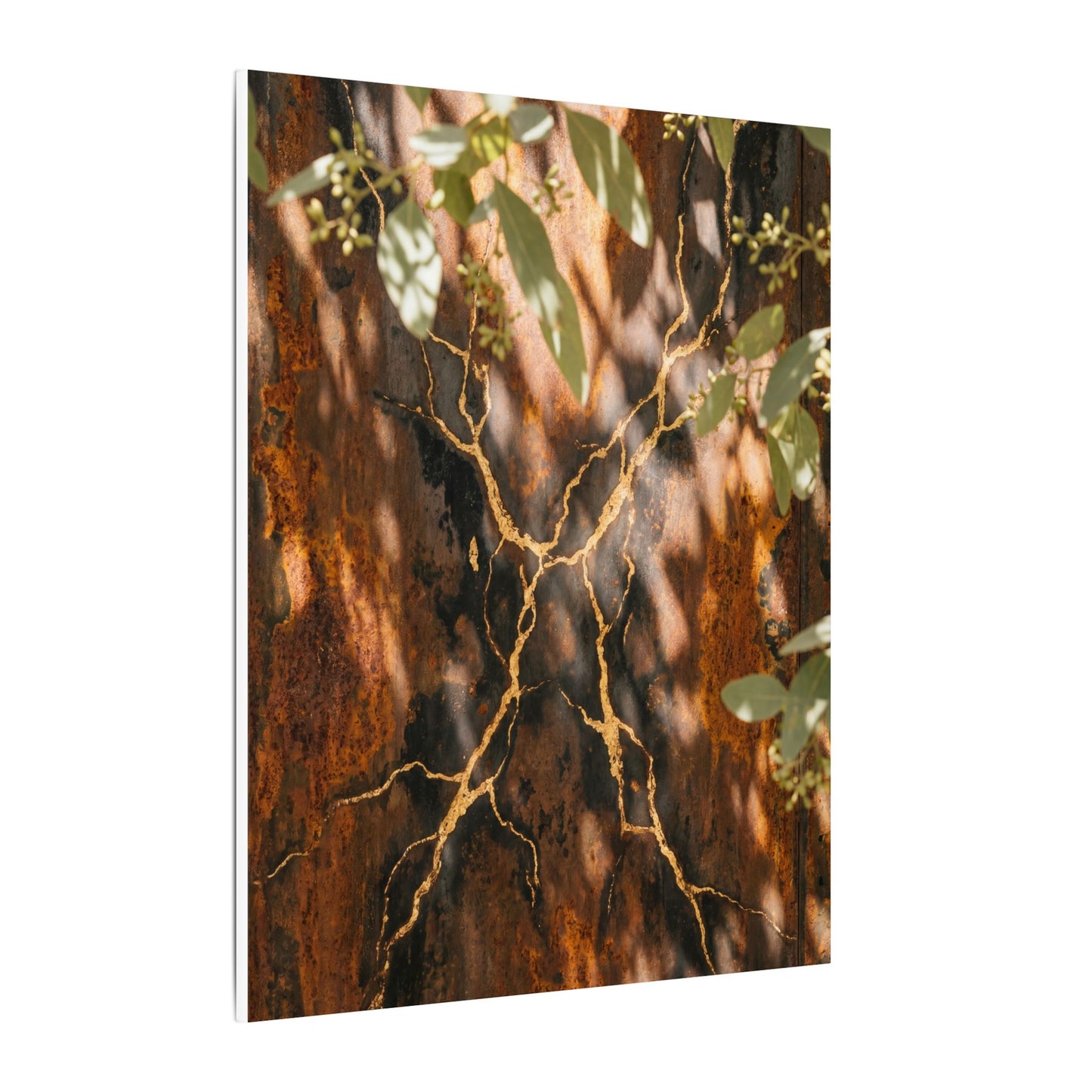 Kanso Rust Patina Canvas Art - Kintsugi Gold Vein