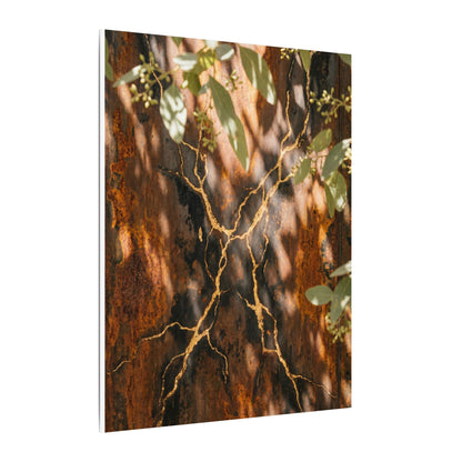 Kanso Rust Patina Canvas Art - Kintsugi Gold Vein