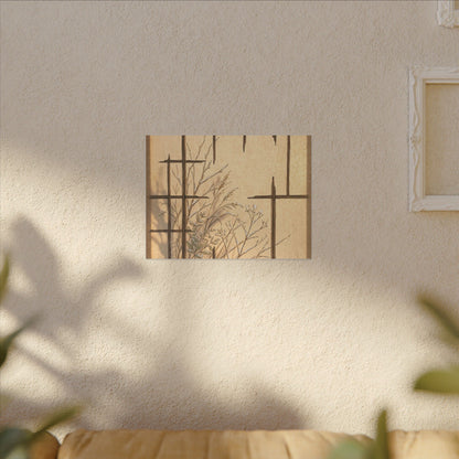 Shoji Screen Canvas Art | Winter Japandi Minimal Line Art