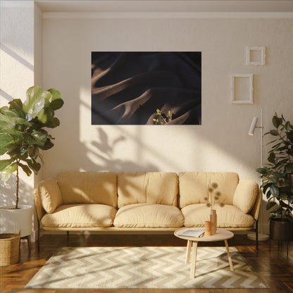 Silk Drape Shadow Zen Canvas Art | Luxurious Dark Japandi Art