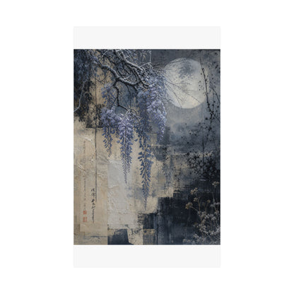 Moonlight Wisteria Wall Art Print - Japandi Seijaku