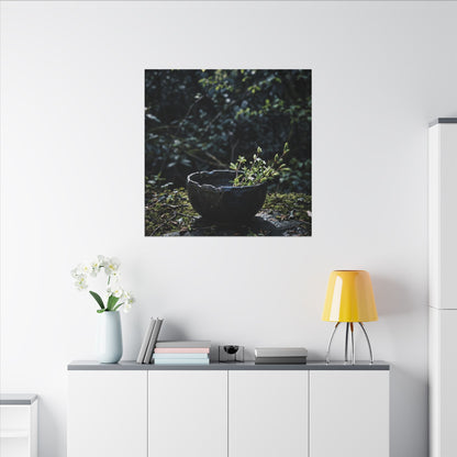 Dappled Ceramic Bowl Canvas Art - Dark Japandi Datsuzoku