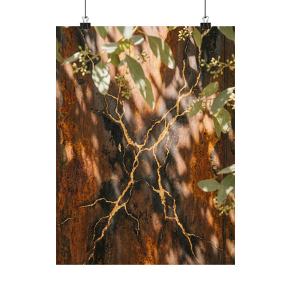 Rust Patina Gold Vein Wall Art Print | Artful Kintsugi Art