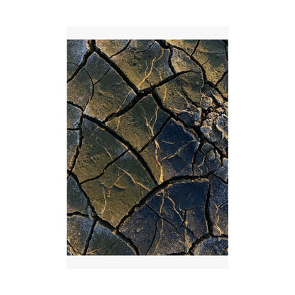 Kanso Cracked Earth Wall Art Print - Dark Japandi Moody Minimal