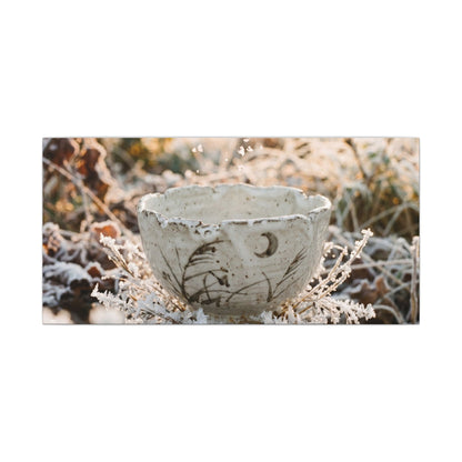 Japandi Ceramic Bowl in Golden Hour | Japanese Pattern Canvas Art