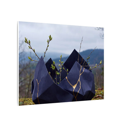 Paper Fold Canvas Art | Spring Kintsugi Gold Repair Art
