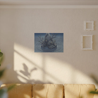 Spring Rock Garden Ukiyo E Inspired Canvas Art | Tranquil Decor