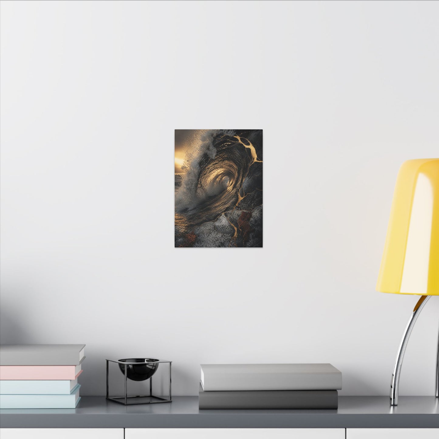 Kanso Ocean Wave Canvas Art - Kintsugi Gold Vein