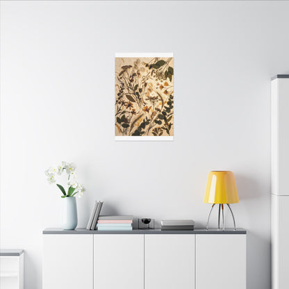 Dried Flowers Summer Canvas Art | Japandi Neutral Design