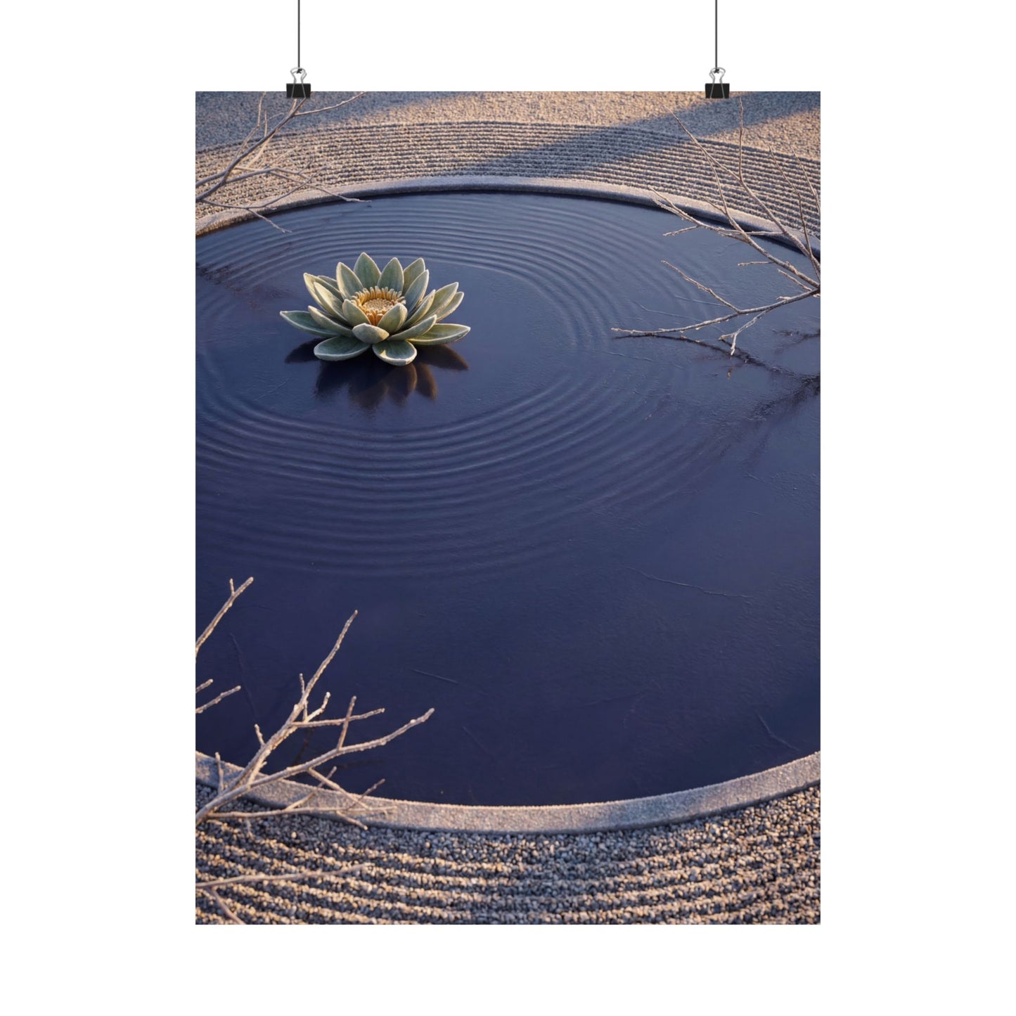 Lotus Flower Karesansui Wall Art Print | Tranquil Zen Art Art Print