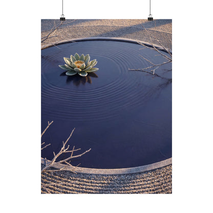 Lotus Flower Karesansui Wall Art Print | Tranquil Zen Art Art Print