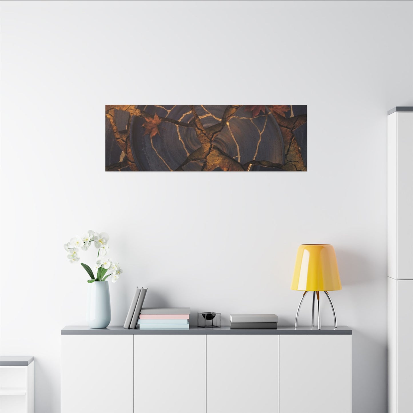 Autumn Cracked Earth Gold Repair Canvas Art | Philosophical Decor