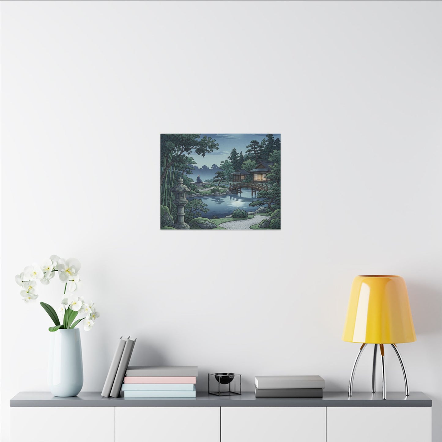 Summer Moonlit Garden Ukiyo E Inspired Canvas Art | Serene Decor