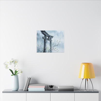 Torii Gate Canvas Art | Spring Zen Sumi E Art