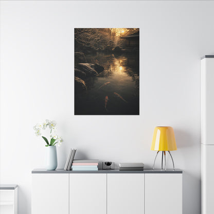 Winter Koi Pond Shadow Zen Canvas Art | Bold Decor