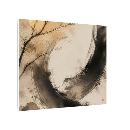 Japandi Ink Brushstroke in Golden Hour | Watercolor Canvas Art