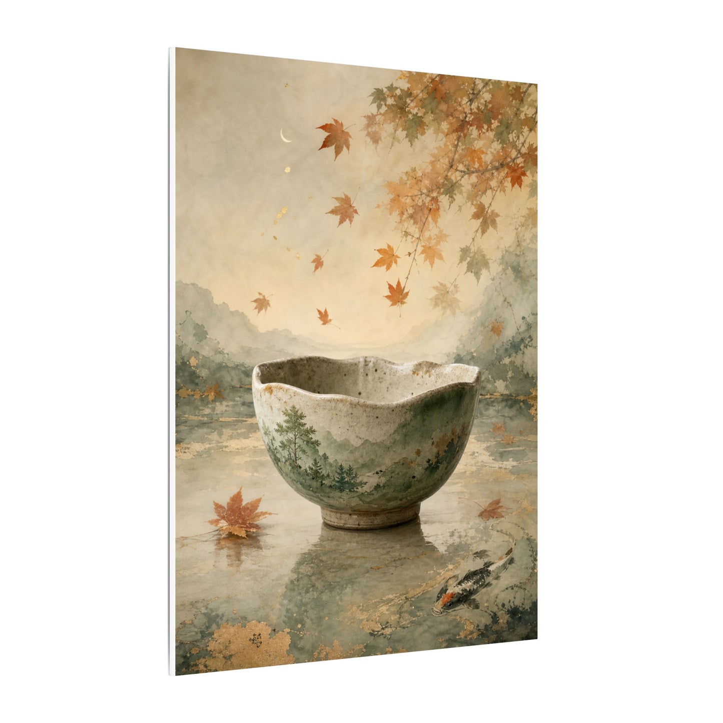 Autumn Ceramic Bowl Watercolor Canvas Art | Cozy Decor