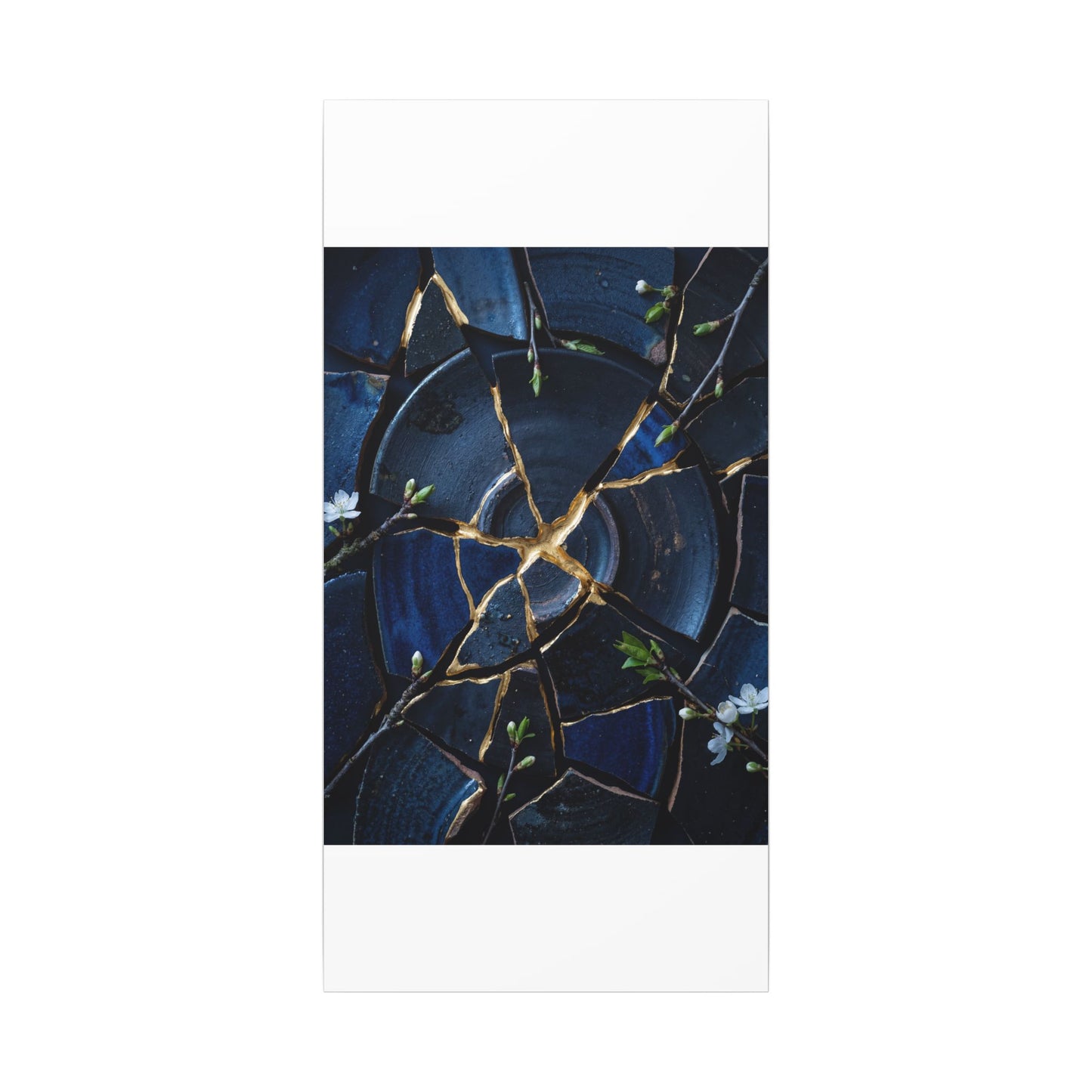 Moonlight Broken Pottery Canvas Art - Kintsugi Fukinsei
