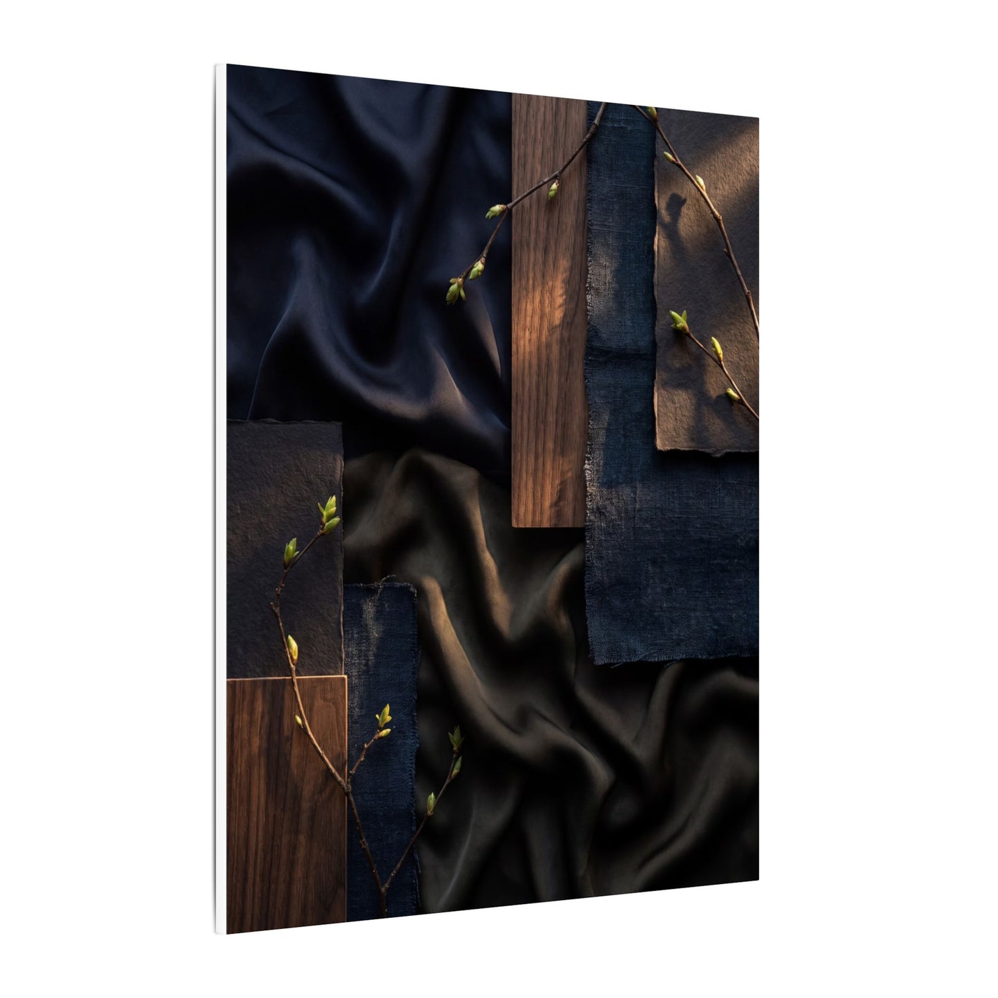Silk Drape Spring Canvas Art | Dark Japandi Moody Design