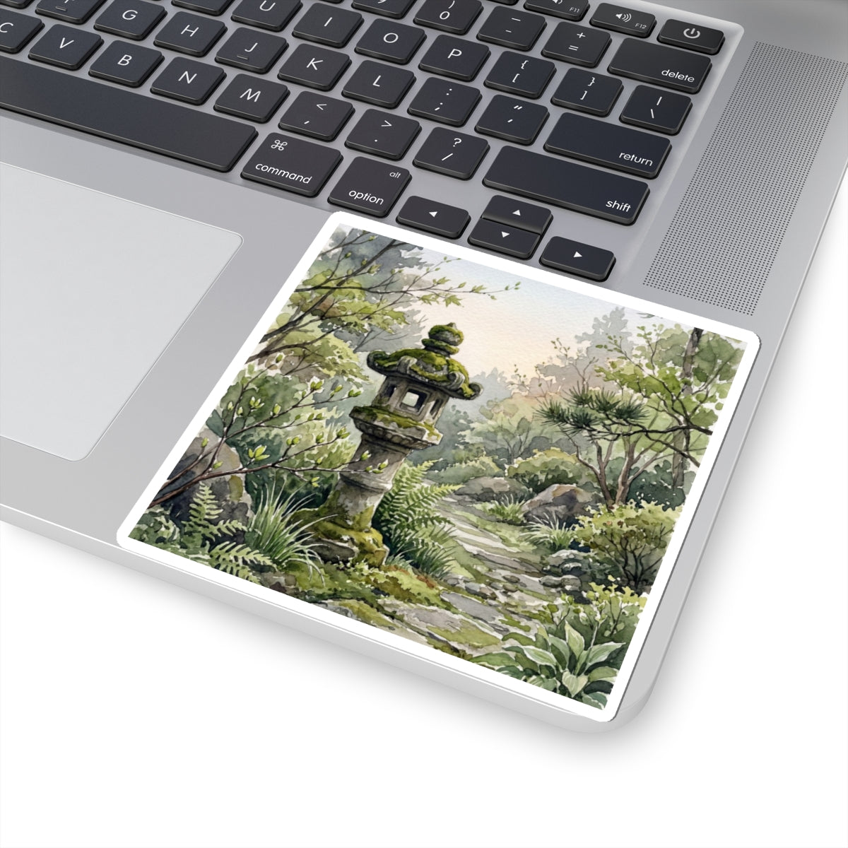 Seijaku Stone Lantern Sticker - Japandi Watercolor Art Print