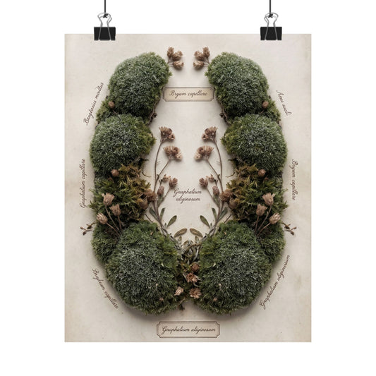 Moss Close Up Wall Art Print | Winter Cottagecore Herbarium Art Art Print