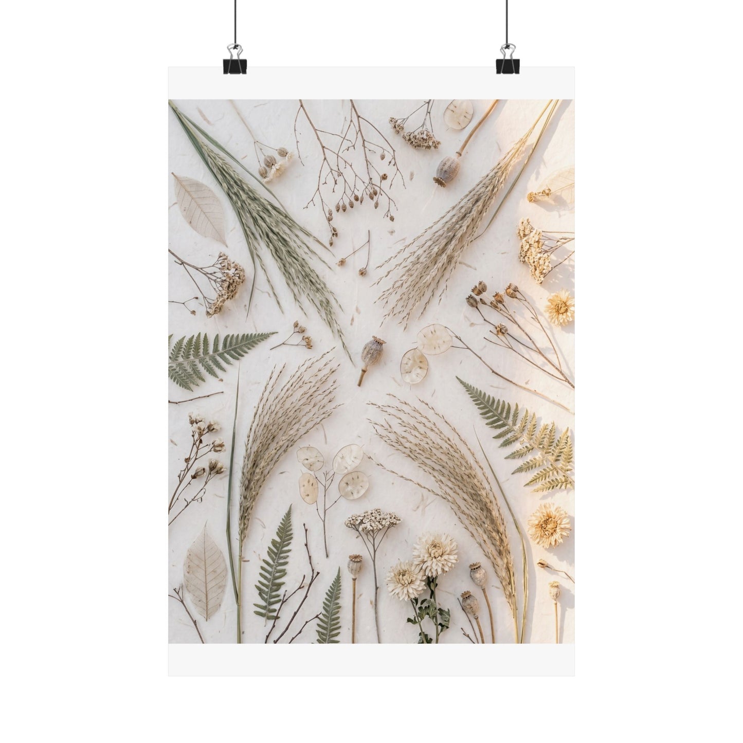 Cozy Dried Flowers Wall Art Print - Japanese Pattern Japandi
