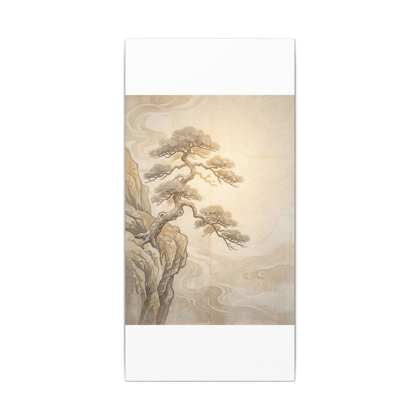 Winter Pine Tree Japanese Pattern Canvas Art | Elegant Decor