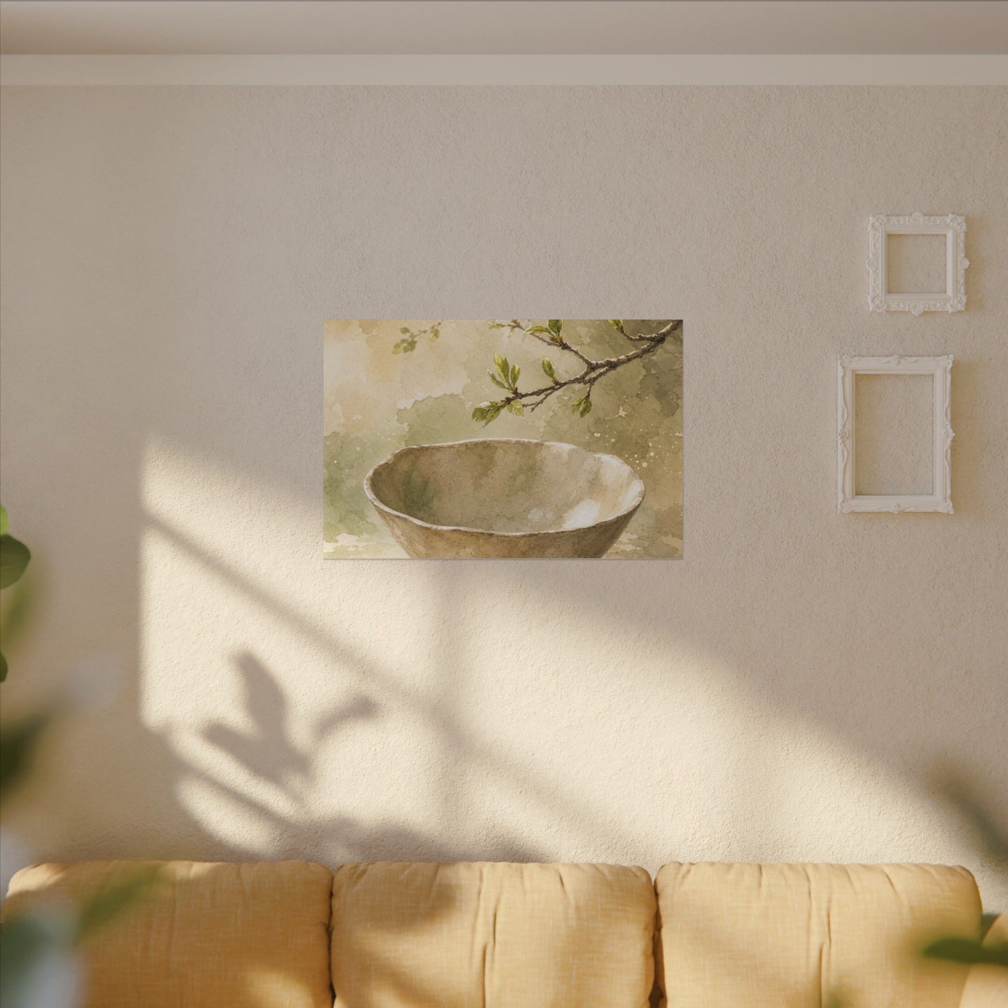 Warm Ceramic Bowl Canvas Art - Watercolor Japandi