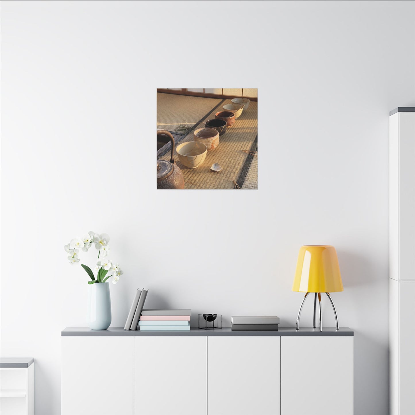 Kintsugi Tea Ceremony in Golden Hour | Gold Repair Canvas Art
