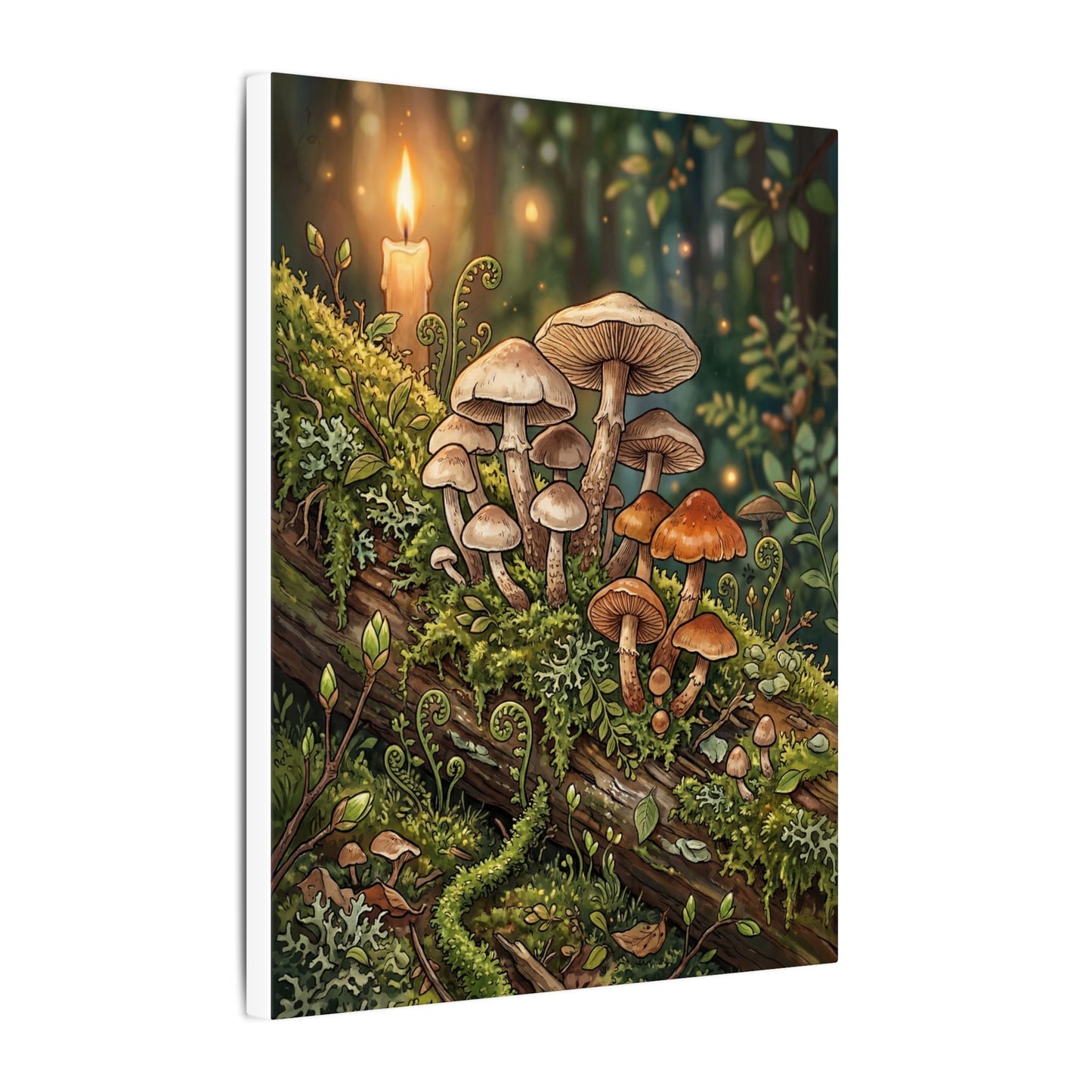 Spring Wild Mushrooms Herbarium Canvas Art | Rustic Decor