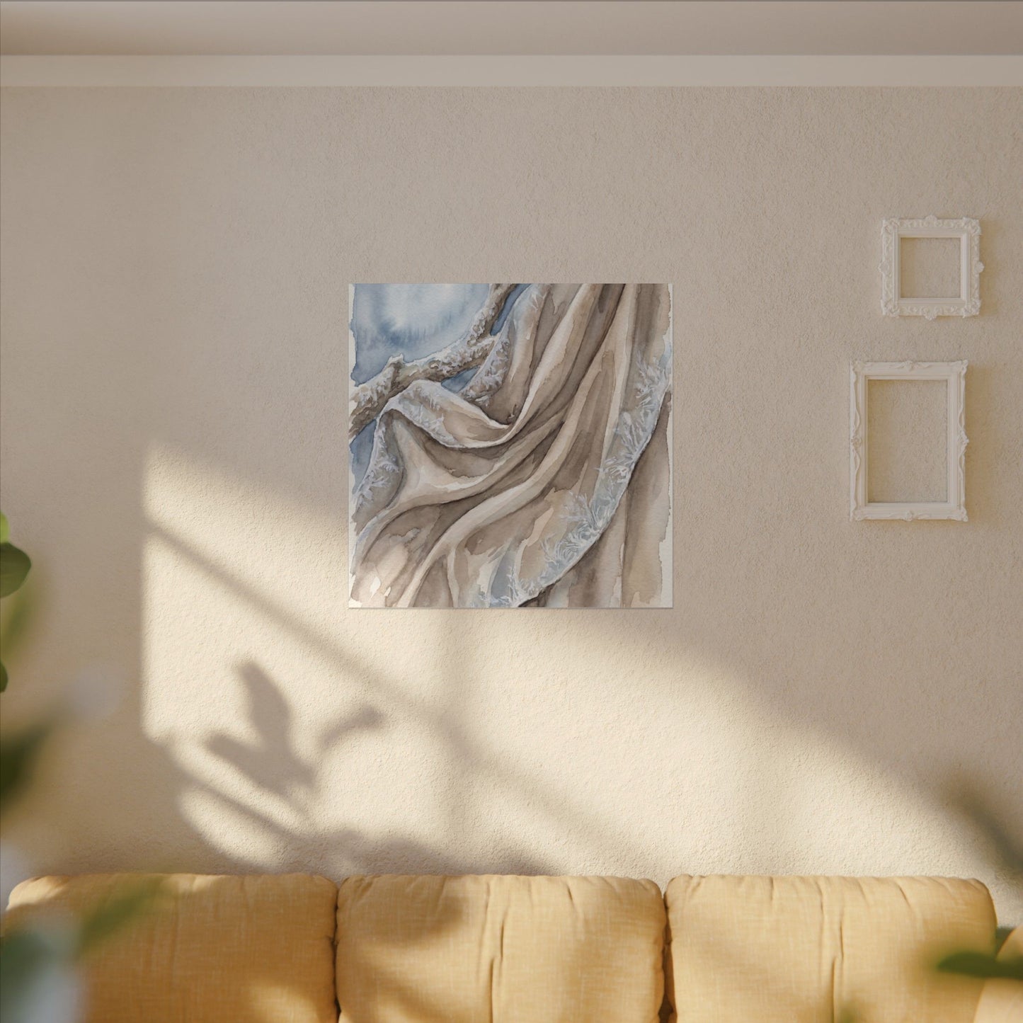 Silk Drape Winter Canvas Art | Japandi Cozy Design