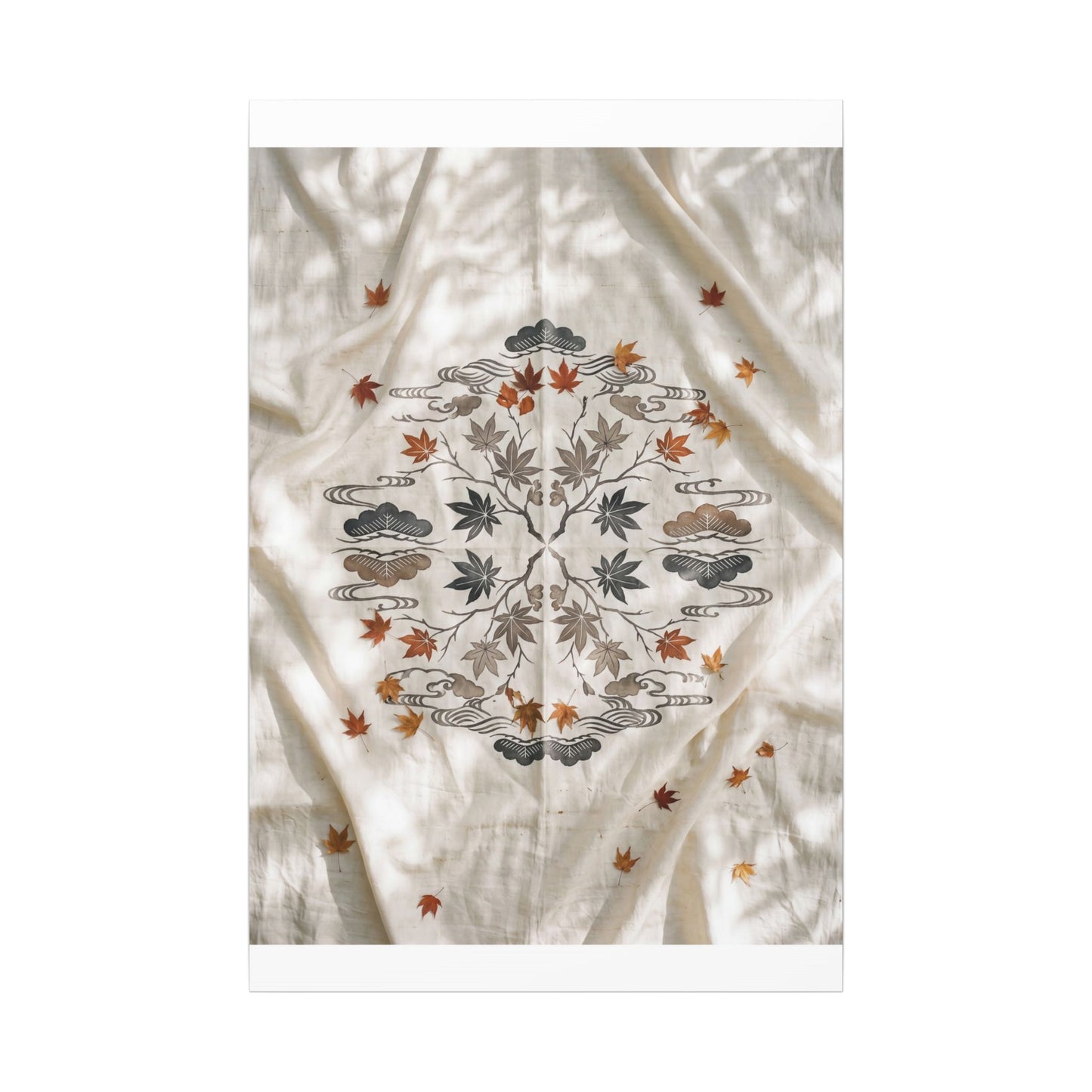 Elegant Silk Drape Canvas Art - Japanese Pattern Japandi
